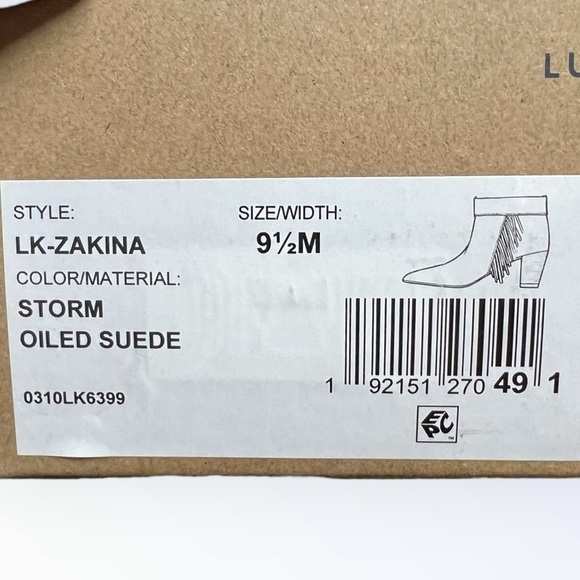 🌻NEW w/box Lucky Brand Zakina Storm Oiled Gray Fringe Detailed Booties Size 9.5 - Picture 11 of 11